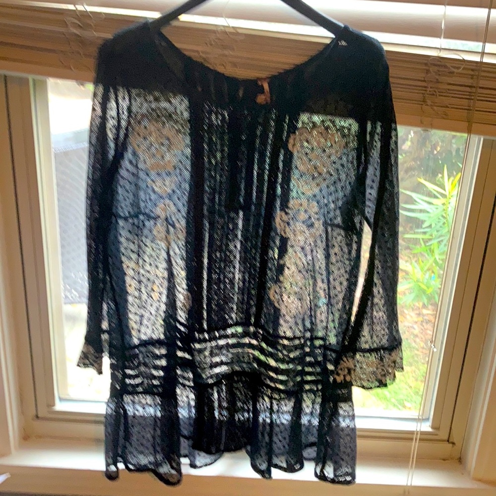 Black Lacey see through top Free People